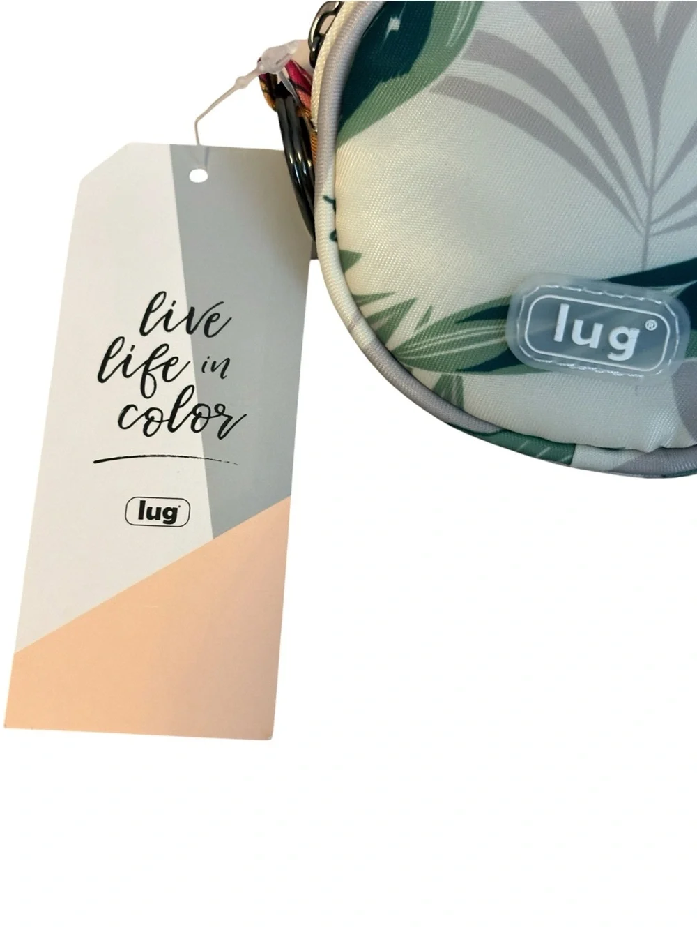 Lug Round Zip Coin Pouch Tropical Botanical Cream Multi New